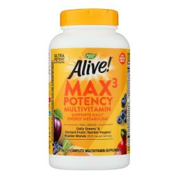 Nature's Way - Alive! Max3 Daily Multi-Vitamin - Max Potency - No Iron Added - 180 Tablets (1x180 TAB)