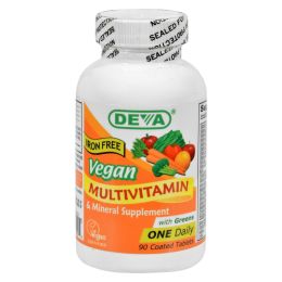 Deva Vegan Vitamins - Multivitamin and Mineral Supplement Iron Free - 90 Tablets (1x90 TAB)