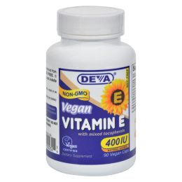 Deva Vegan Vitamins - Vitamin E with Mixed Tocopherols - 400 IU - 90 Vegan Capsules (1x90 VCAP)